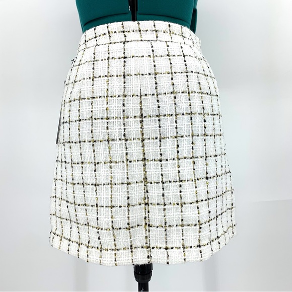 Tommy Hilfiger NWT Ivory Black Gold Plaid Tweed Mini Pencil Pocketed Skirt, 8 - Picture 7 of 16